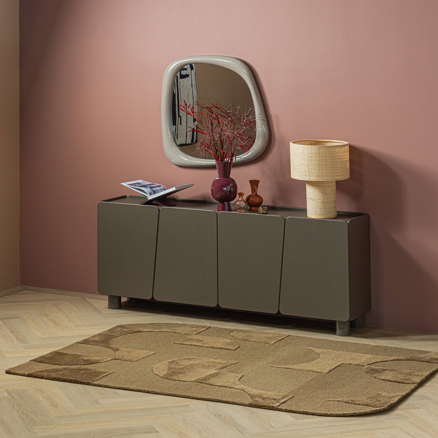 Woood Livo Vloerkleed Viscose/Wol Bruin 170x240cm - KwaliteitWonen.nl