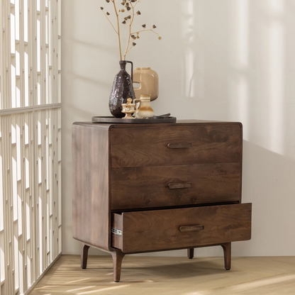 Woood Liya Dressoir Ladekast Mangohout Donkerbruin - KwaliteitWonen.nl