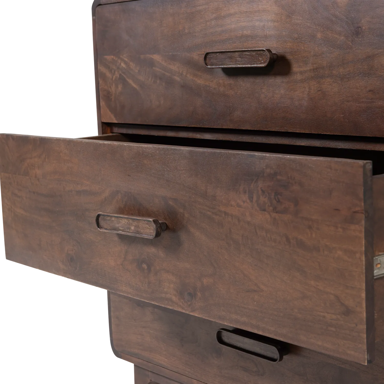 Woood Liya Dressoir Ladekast Mangohout Donkerbruin - KwaliteitWonen.nl