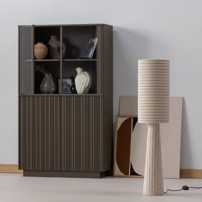 Woood Loft Vloerlamp Metaal/Boucle Naturel Met Strepen 130x O30 Cm - KwaliteitWonen.nl