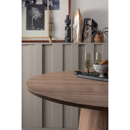 Woood Maan Eettafel Rond 120cm MDF Walnoot - KwaliteitWonen.nl
