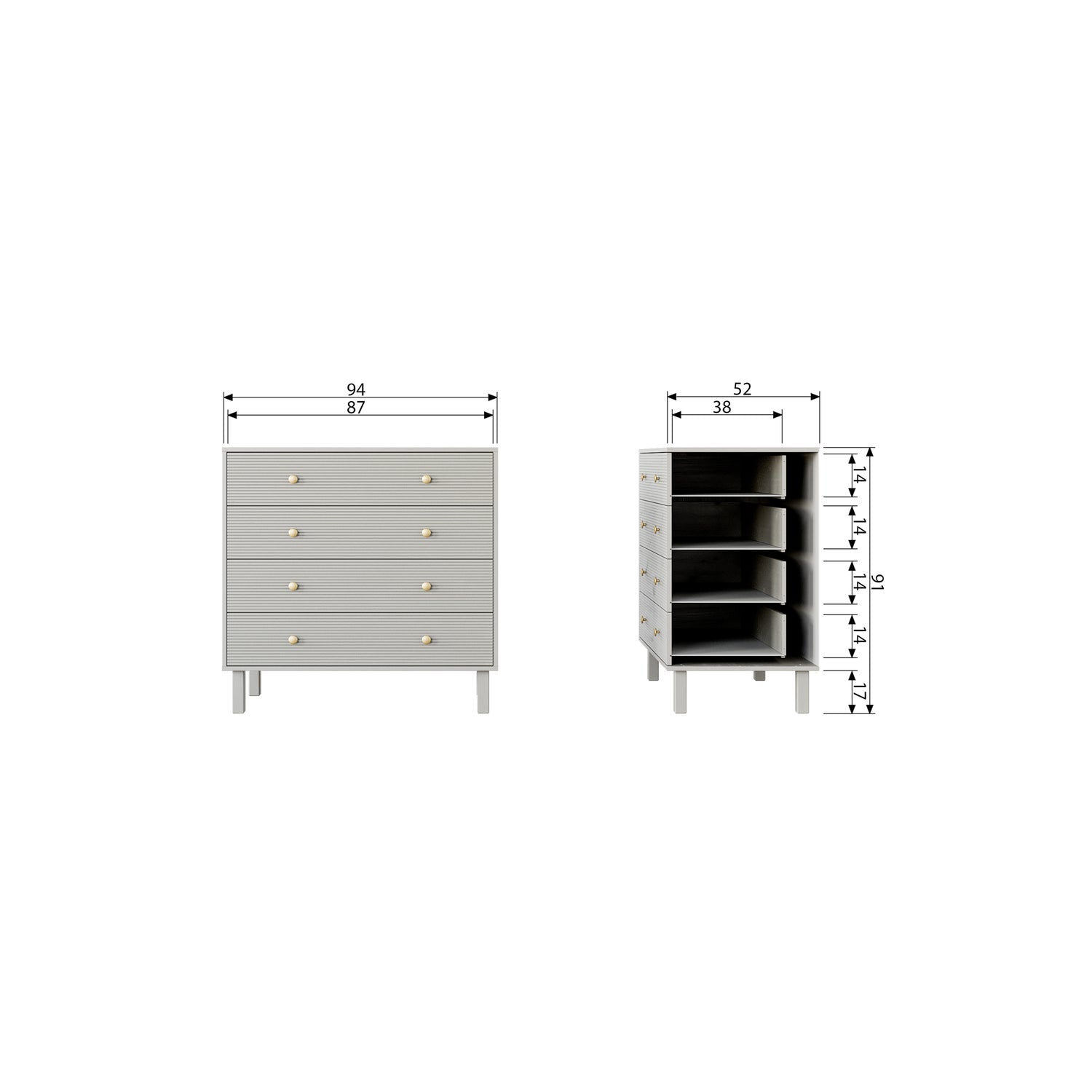 Woood Madu Dressoir Ladekast Grenen Wolkengrijs [Fsc] - KwaliteitWonen.nl