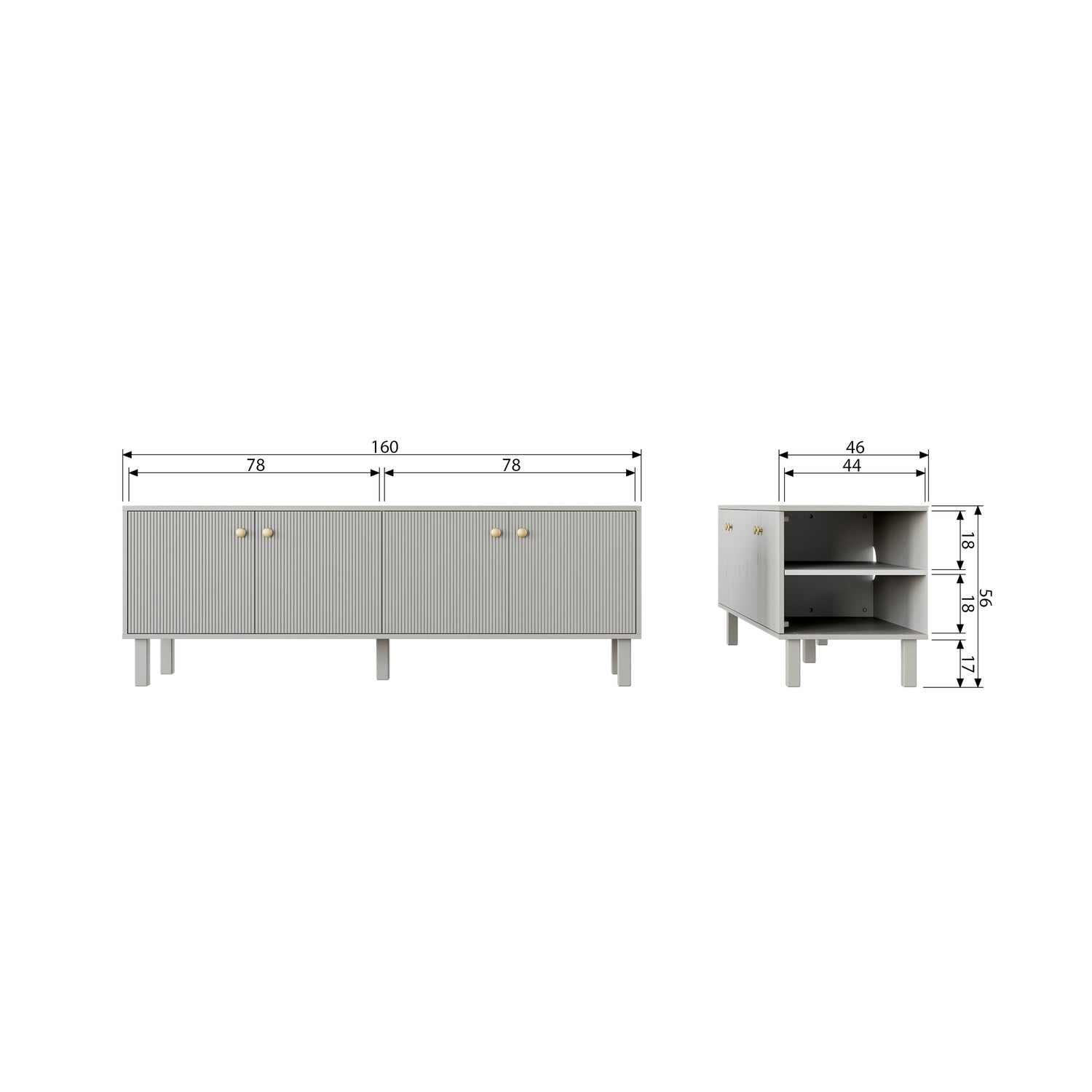 Woood Madu Dressoir TV Meubel Grenen Wolkengrijs [Fsc] - KwaliteitWonen.nl