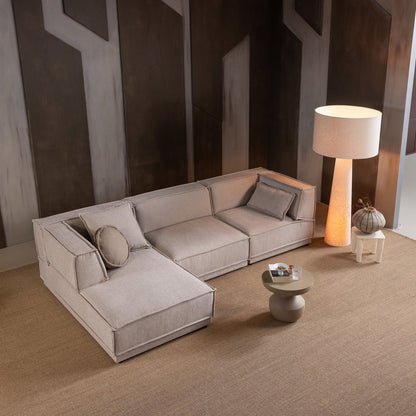 Woood Manu Chaise Longue Bank Links Grove Chenille Naturel [Fsc] - KwaliteitWonen.nl