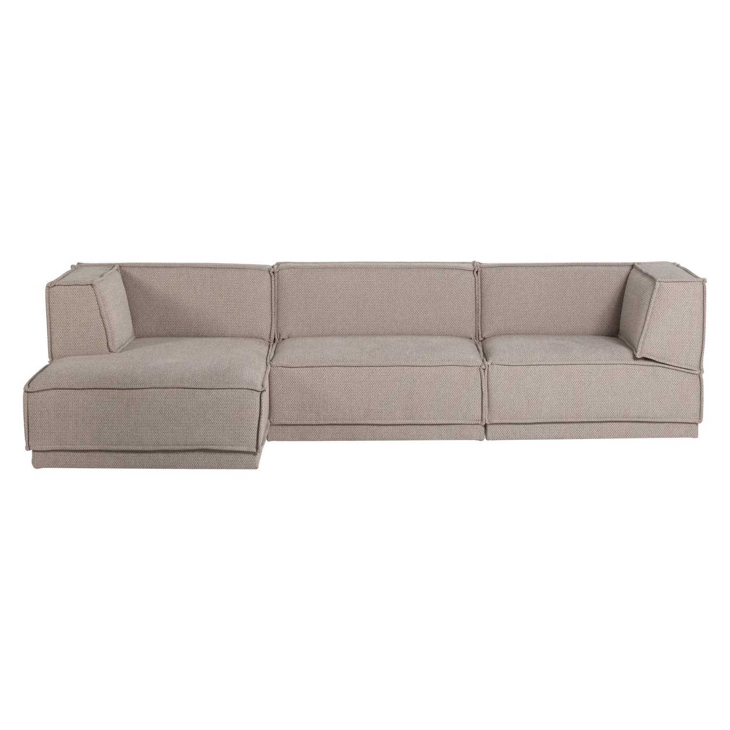 Woood Manu Chaise Longue Bank Links Grove Chenille Naturel [Fsc] - KwaliteitWonen.nl