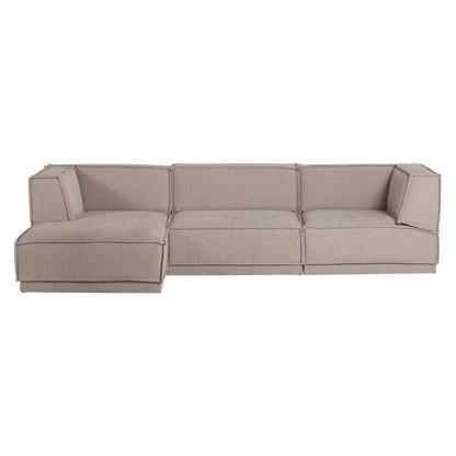 Woood Manu Chaise Longue Bank Links Grove Chenille Naturel [Fsc] - KwaliteitWonen.nl