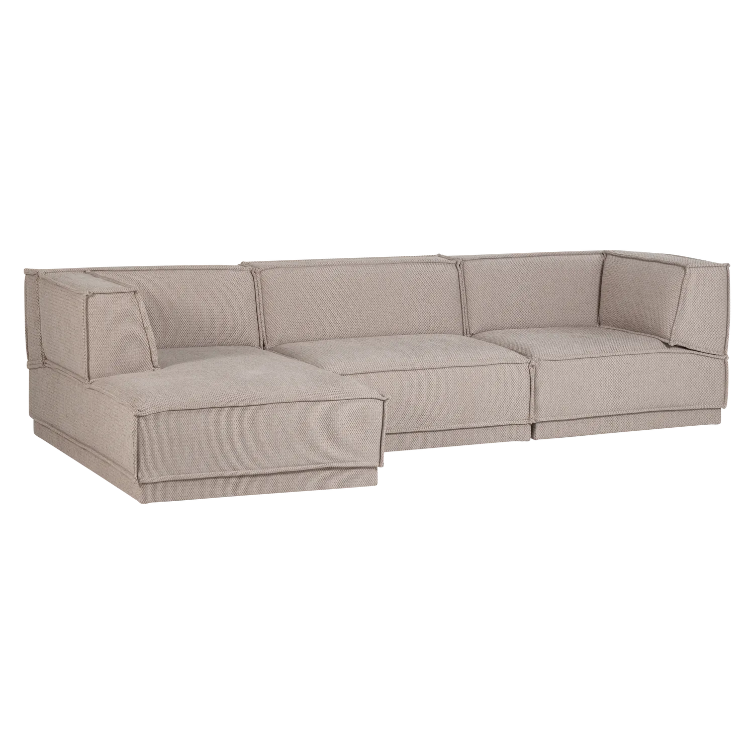 Woood Manu Chaise Longue Bank Links Grove Chenille Naturel [Fsc] - KwaliteitWonen.nl