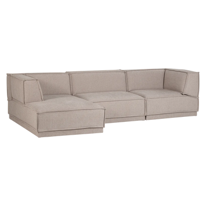 Woood Manu Chaise Longue Bank Links Grove Chenille Naturel [Fsc] - KwaliteitWonen.nl