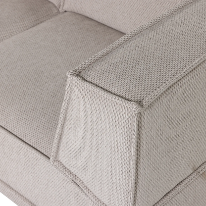 Woood Manu Chaise Longue Bank Links Grove Chenille Naturel [Fsc] - KwaliteitWonen.nl