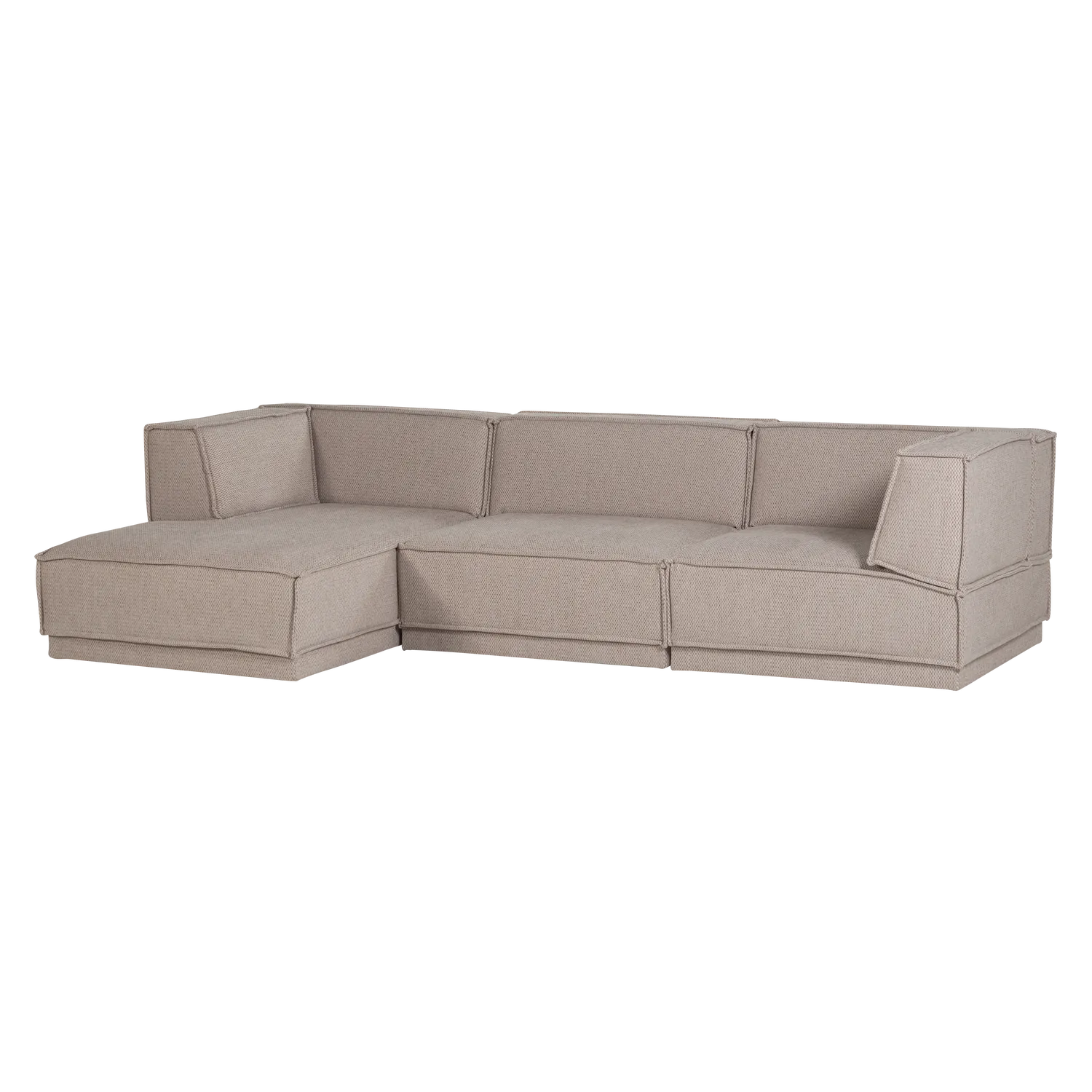 Woood Manu Chaise Longue Bank Links Grove Chenille Naturel [Fsc] - KwaliteitWonen.nl