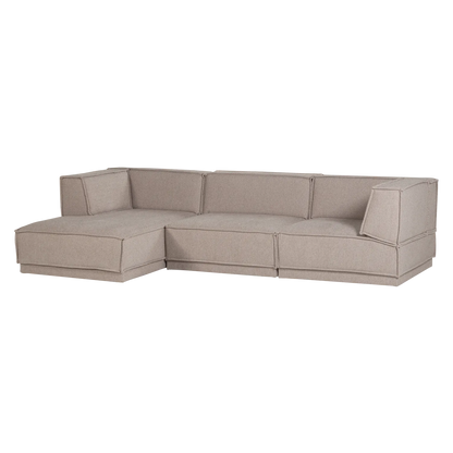 Woood Manu Chaise Longue Bank Links Grove Chenille Naturel [Fsc] - KwaliteitWonen.nl