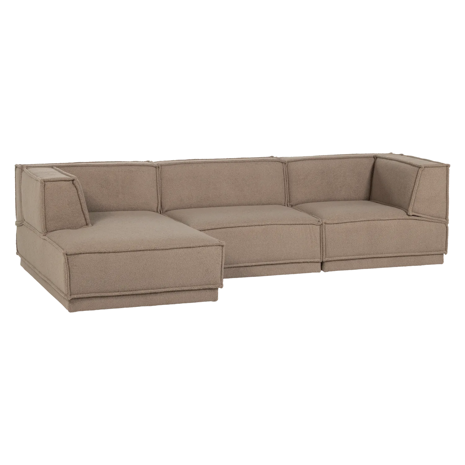 Woood Manu Chaise Longue Bank Links Teddy Taupe [Fsc] - KwaliteitWonen.nl