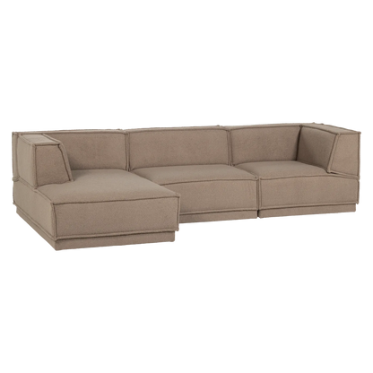 Woood Manu Chaise Longue Bank Links Teddy Taupe [Fsc] - KwaliteitWonen.nl