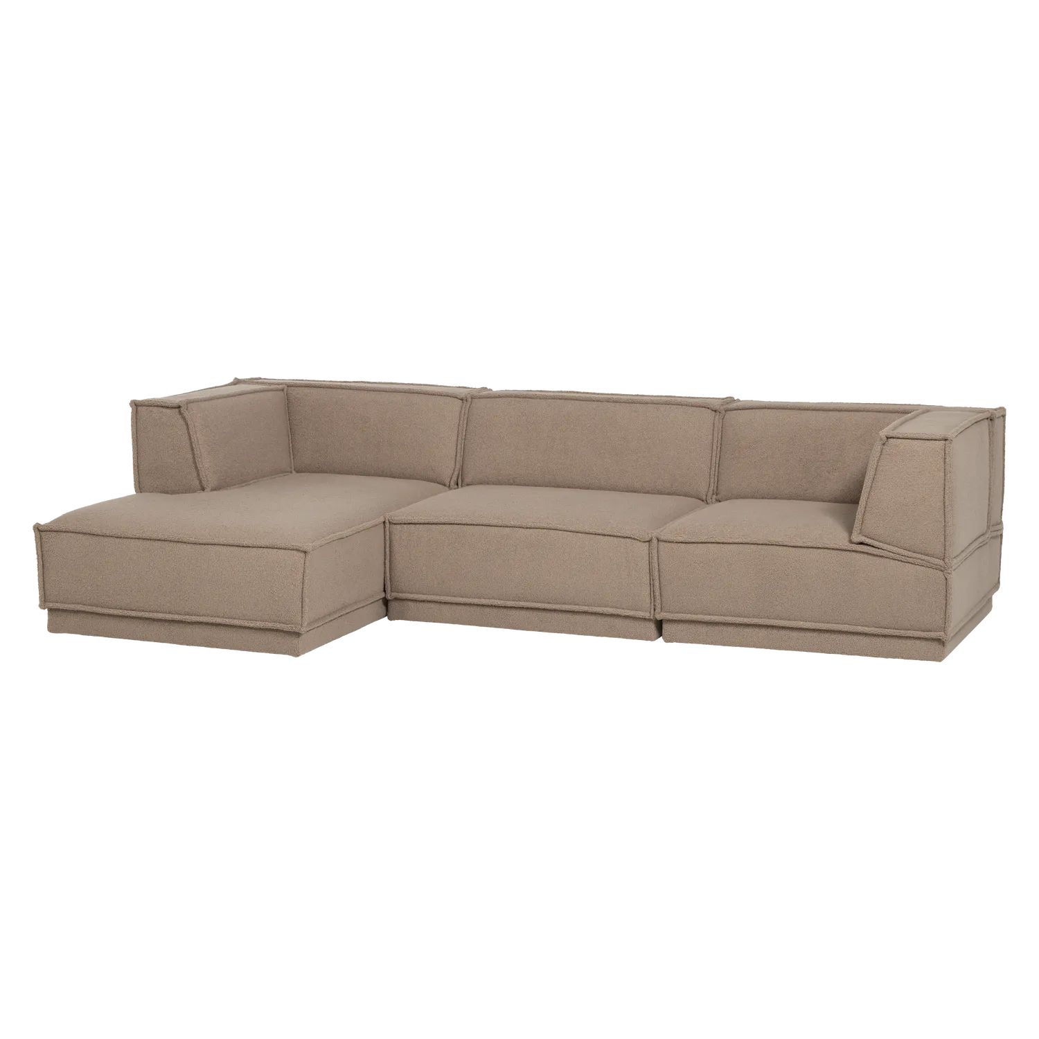 Woood Manu Chaise Longue Bank Links Teddy Taupe [Fsc] - KwaliteitWonen.nl
