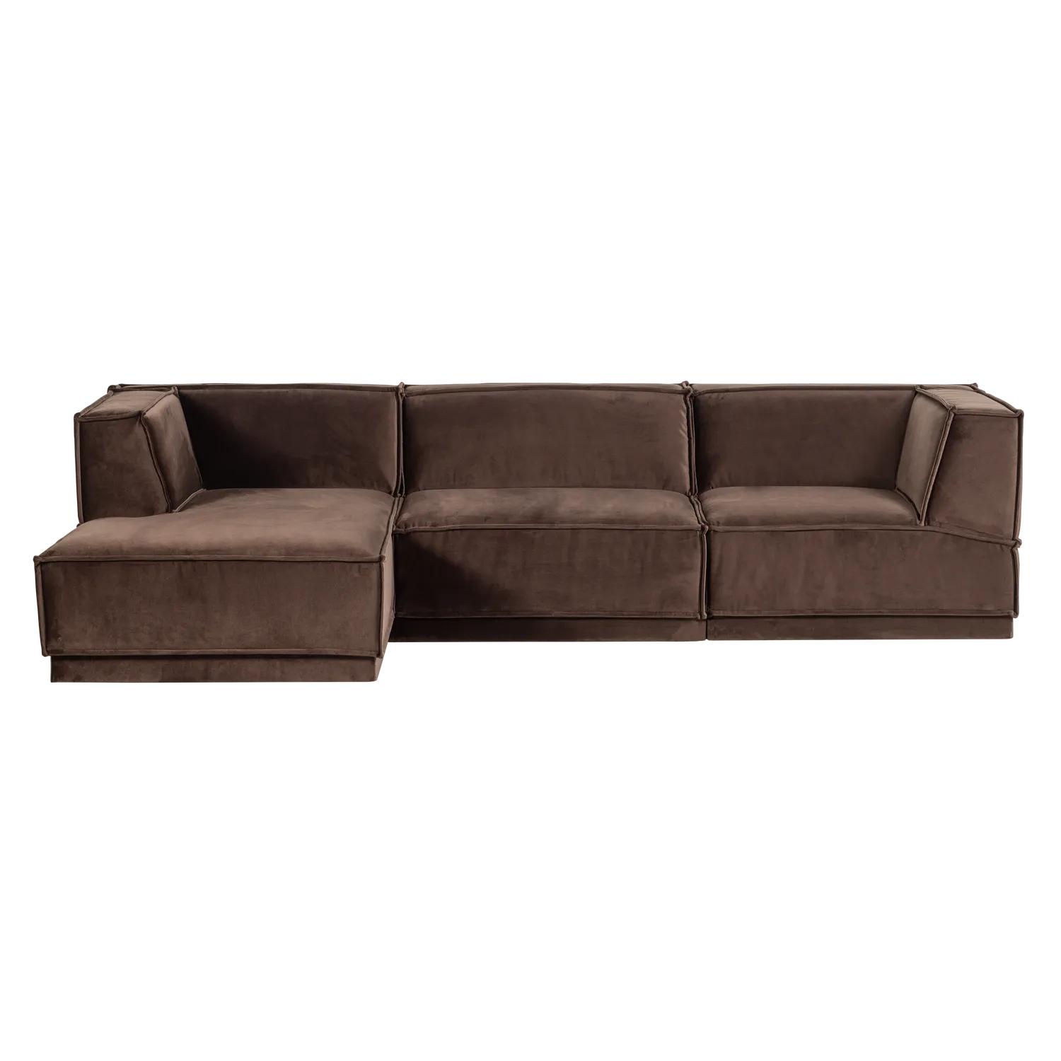 Woood Manu Chaise Longue Bank Links Velvet Bruin [Fsc] - KwaliteitWonen.nl