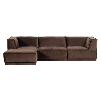Woood Manu Chaise Longue Bank Links Velvet Bruin [Fsc] - KwaliteitWonen.nl
