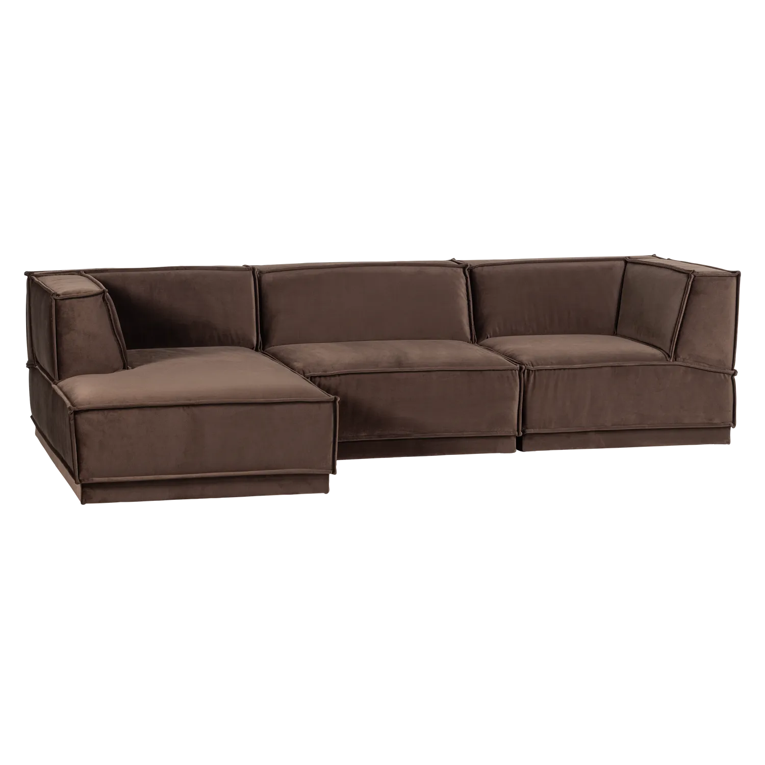 Woood Manu Chaise Longue Bank Links Velvet Bruin [Fsc] - KwaliteitWonen.nl