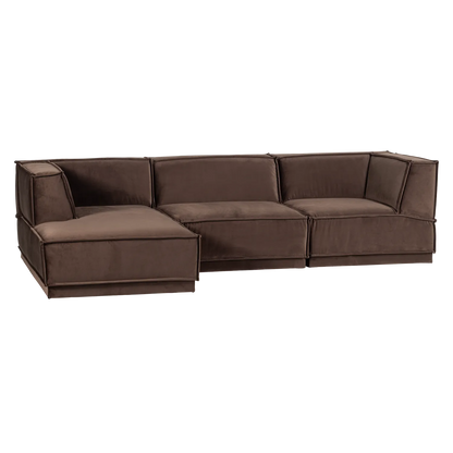 Woood Manu Chaise Longue Bank Links Velvet Bruin [Fsc] - KwaliteitWonen.nl