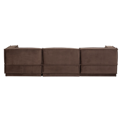 Woood Manu Chaise Longue Bank Links Velvet Bruin [Fsc] - KwaliteitWonen.nl