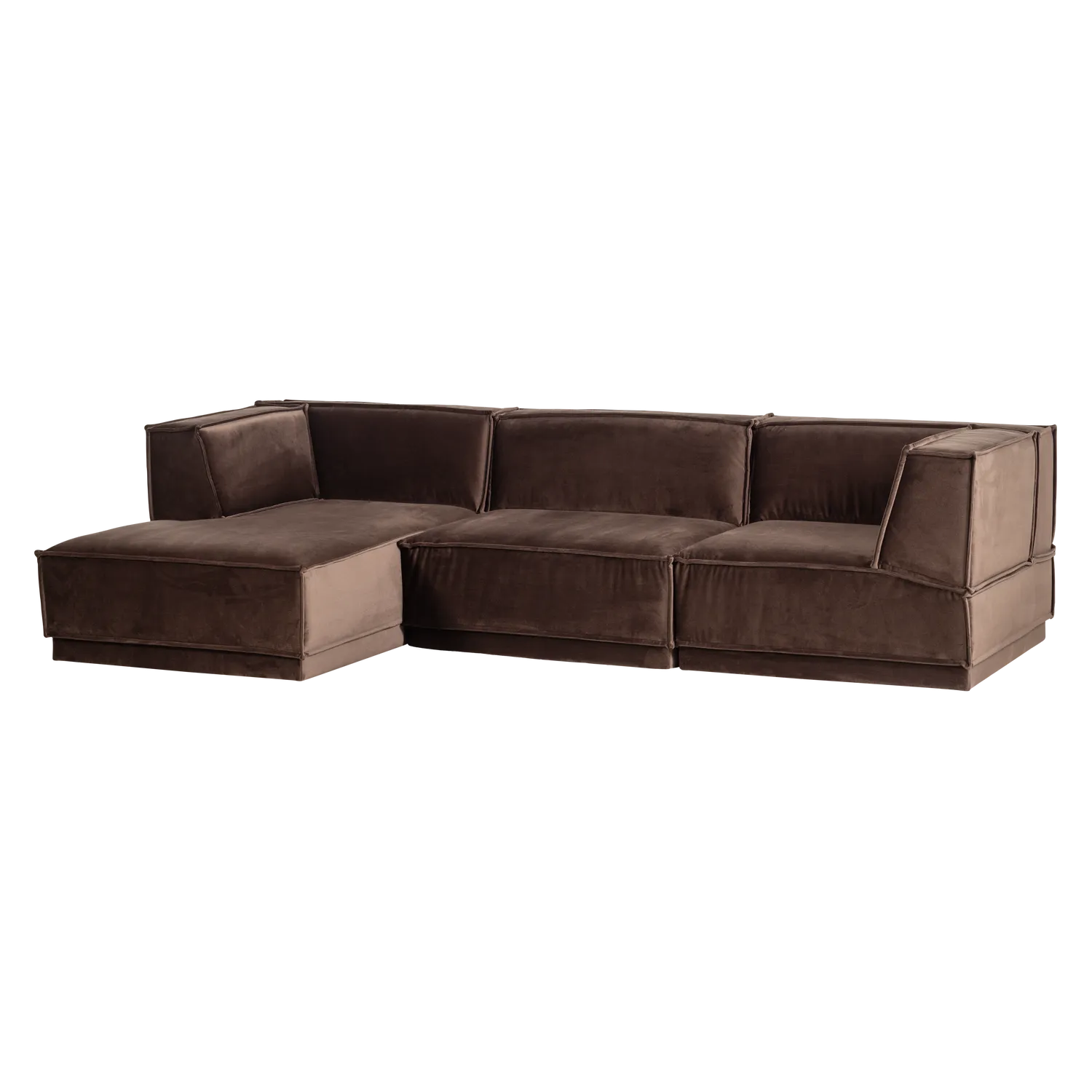 Woood Manu Chaise Longue Bank Links Velvet Bruin [Fsc] - KwaliteitWonen.nl