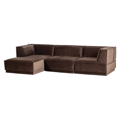 Woood Manu Chaise Longue Bank Links Velvet Bruin [Fsc] - KwaliteitWonen.nl