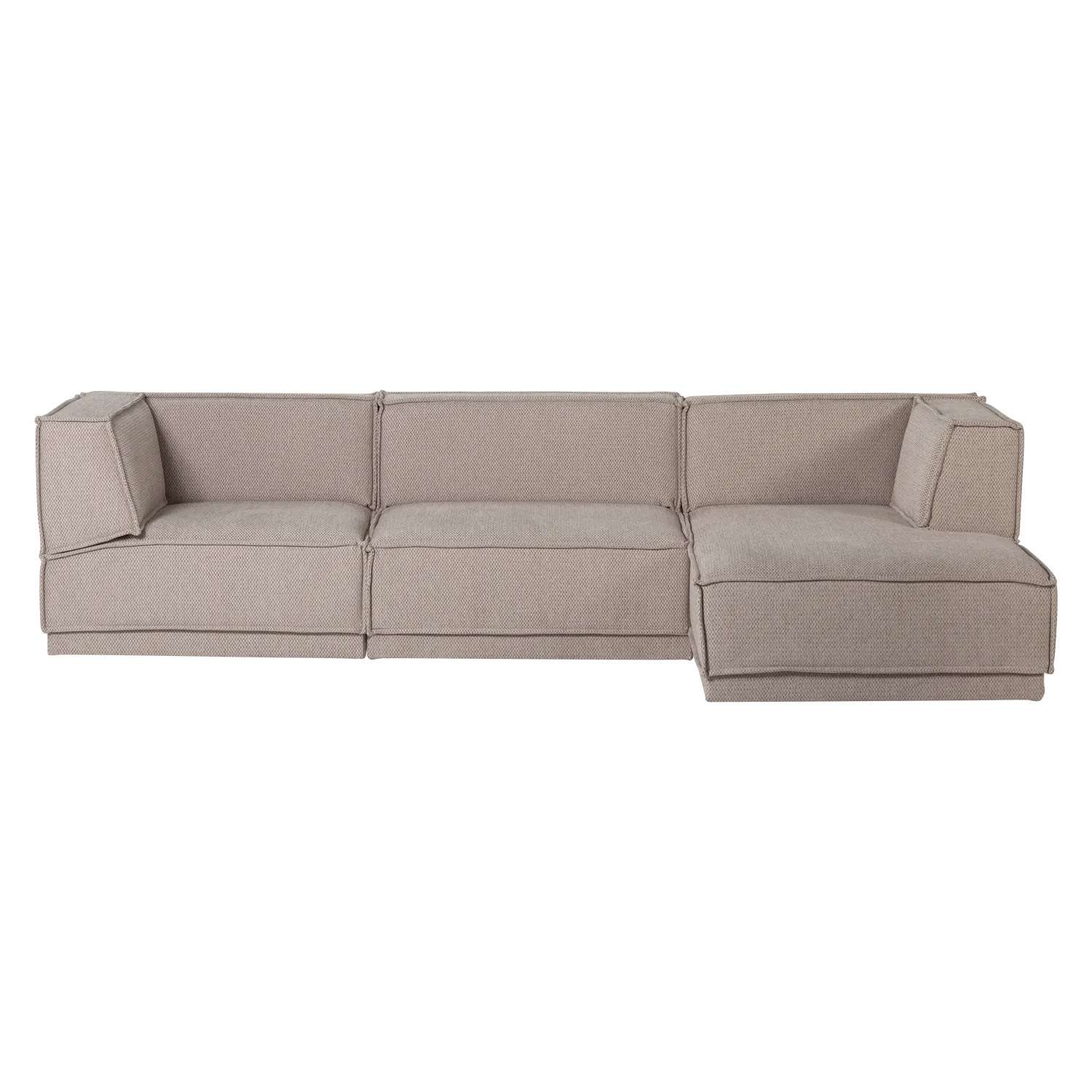 Woood Manu Chaise Longue Bank Rechts Grove Chenille Naturel [Fsc] - KwaliteitWonen.nl