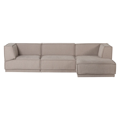 Woood Manu Chaise Longue Bank Rechts Grove Chenille Naturel [Fsc] - KwaliteitWonen.nl