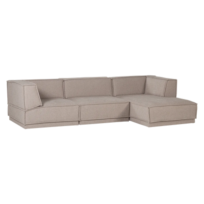 Woood Manu Chaise Longue Bank Rechts Grove Chenille Naturel [Fsc] - KwaliteitWonen.nl