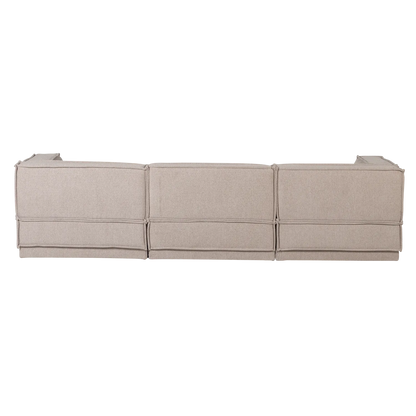 Woood Manu Chaise Longue Bank Rechts Grove Chenille Naturel [Fsc] - KwaliteitWonen.nl