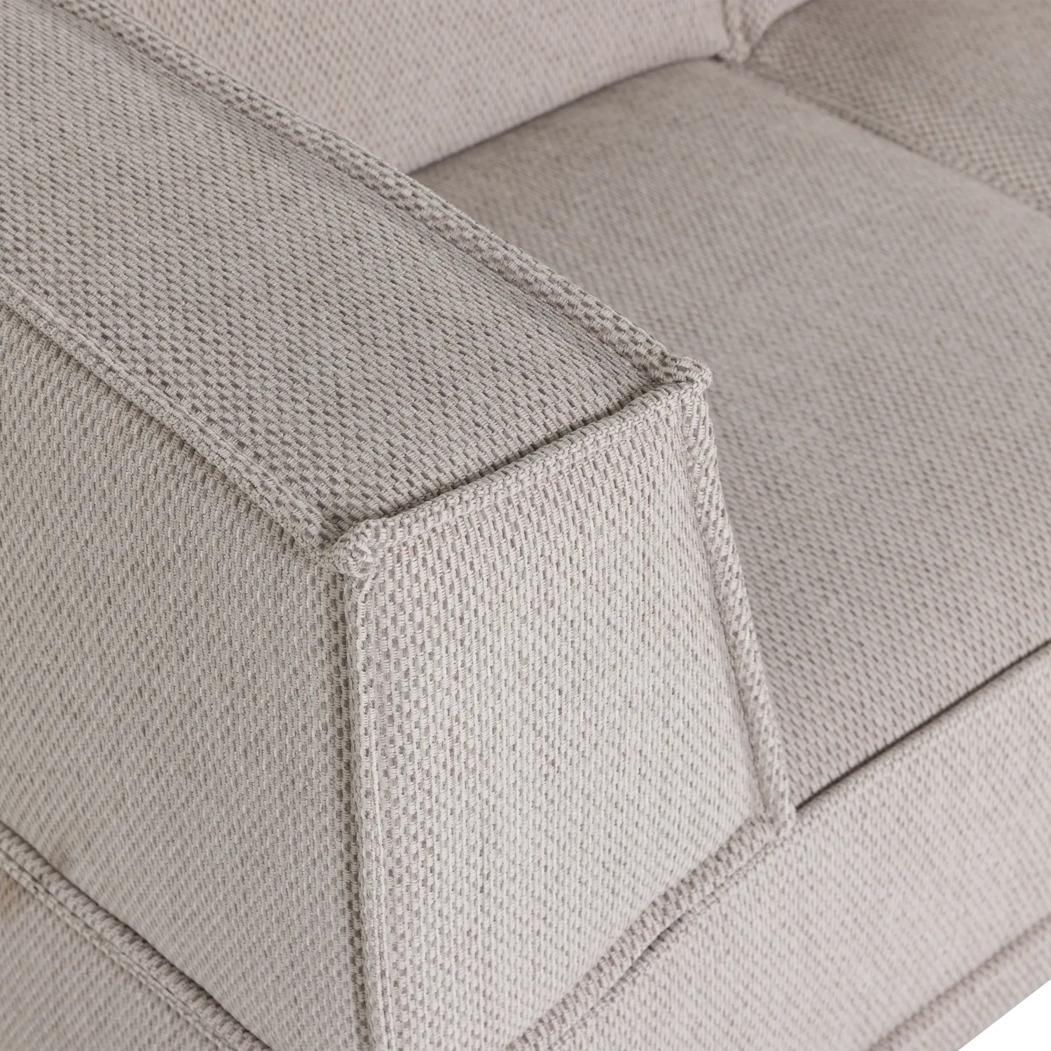 Woood Manu Chaise Longue Bank Rechts Grove Chenille Naturel [Fsc] - KwaliteitWonen.nl