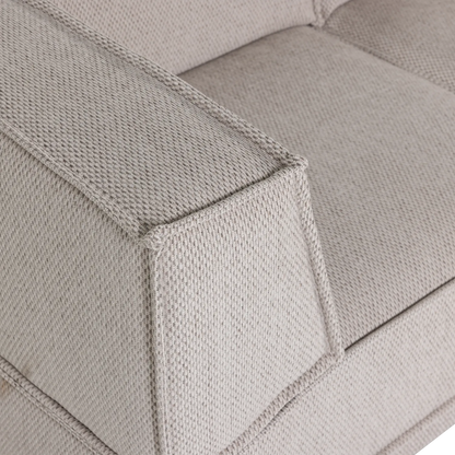 Woood Manu Chaise Longue Bank Rechts Grove Chenille Naturel [Fsc] - KwaliteitWonen.nl