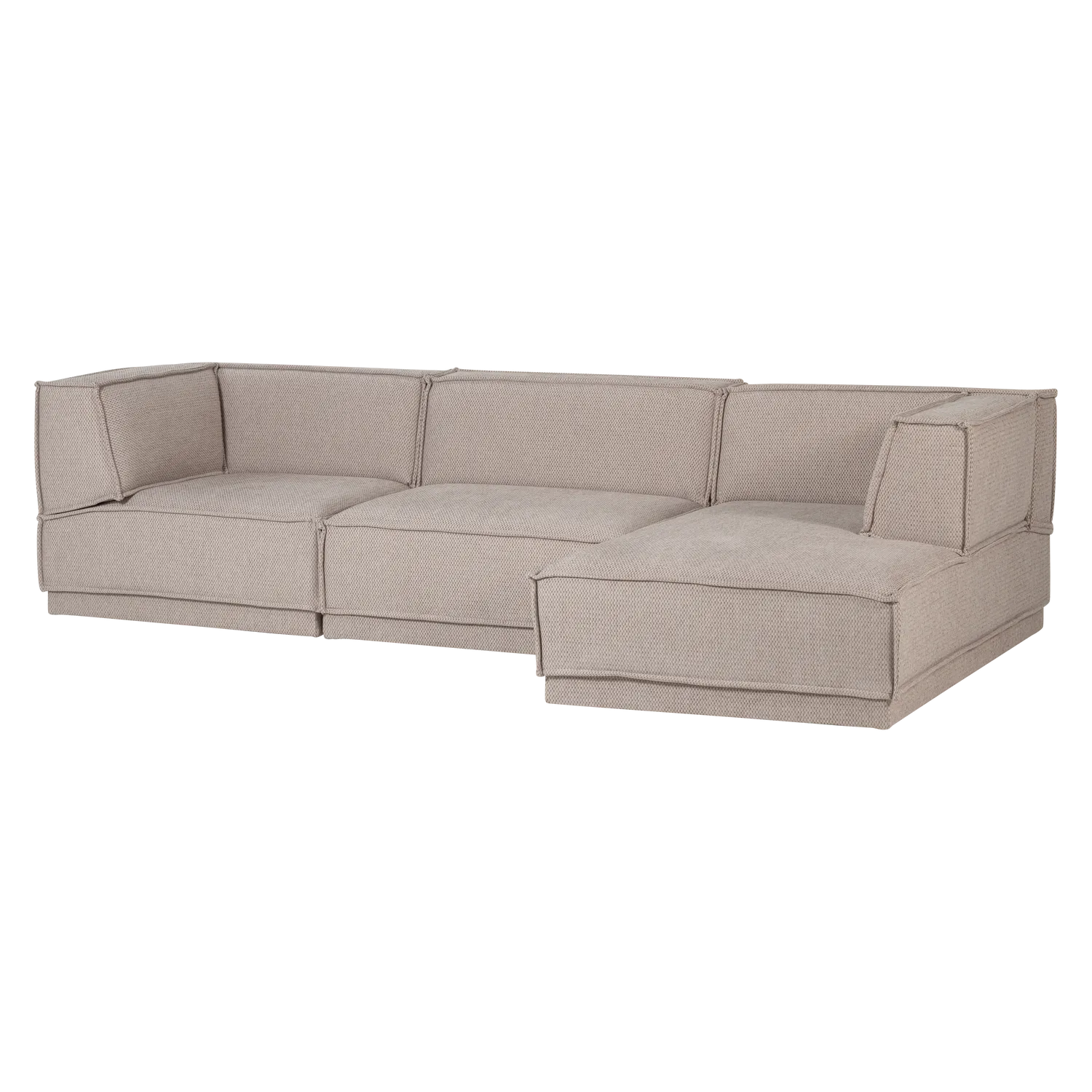 Woood Manu Chaise Longue Bank Rechts Grove Chenille Naturel [Fsc] - KwaliteitWonen.nl