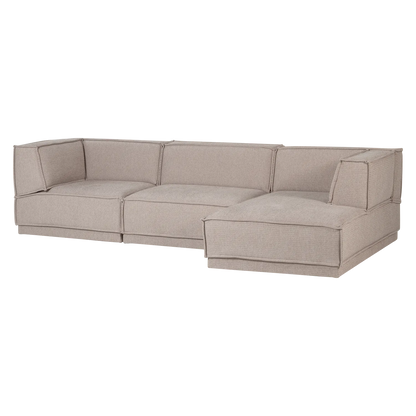 Woood Manu Chaise Longue Bank Rechts Grove Chenille Naturel [Fsc] - KwaliteitWonen.nl