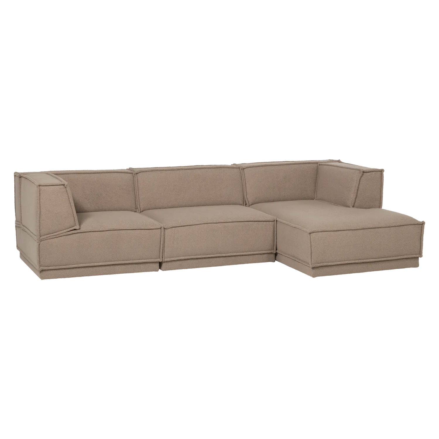 Woood Manu Chaise Longue Bank Rechts Teddy Taupe [Fsc] - KwaliteitWonen.nl
