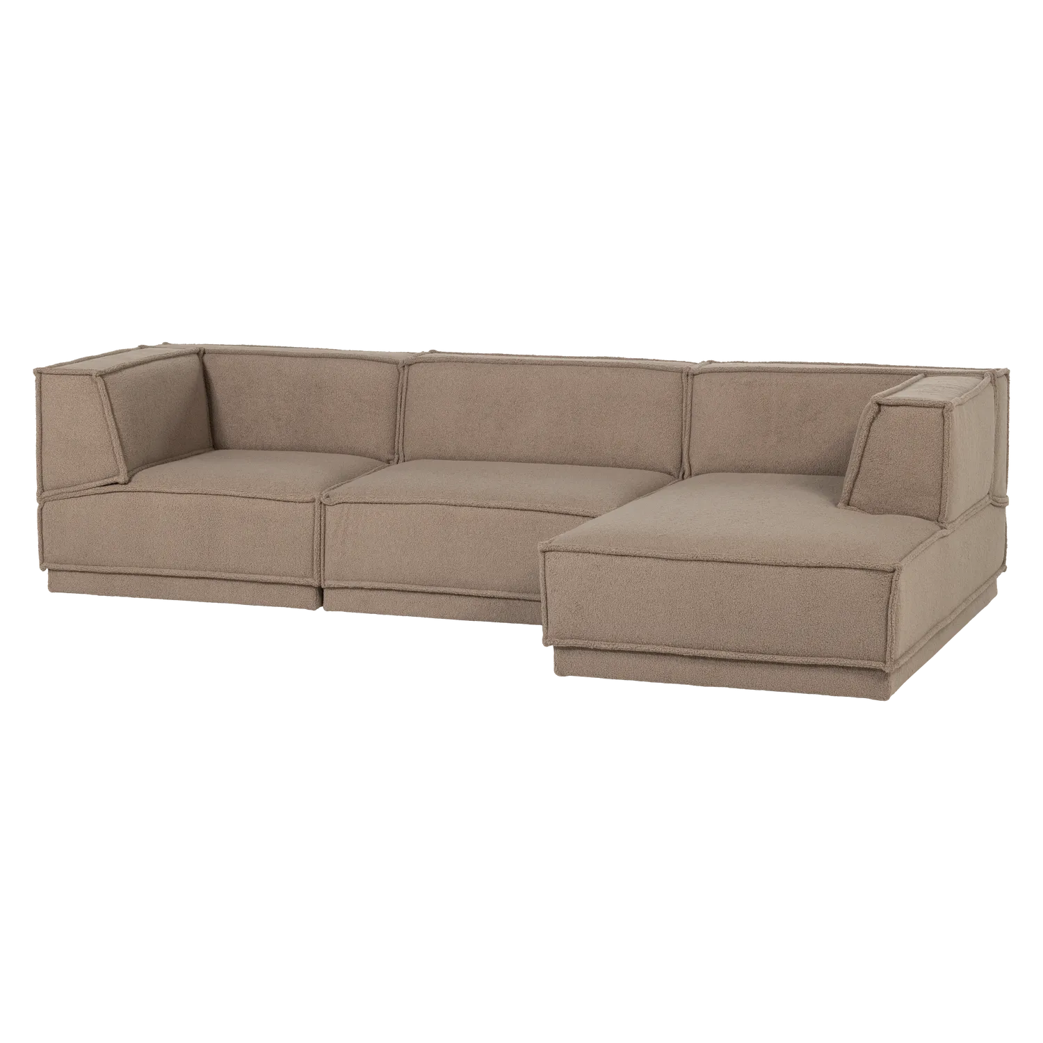 Woood Manu Chaise Longue Bank Rechts Teddy Taupe [Fsc] - KwaliteitWonen.nl