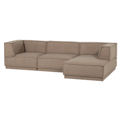 Woood Manu Chaise Longue Bank Rechts Teddy Taupe [Fsc] - KwaliteitWonen.nl
