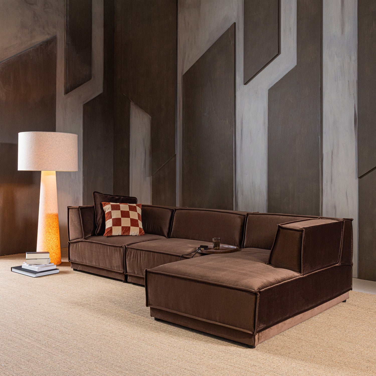 Woood Manu Chaise Longue Bank Rechts Velvet Bruin [Fsc] - KwaliteitWonen.nl