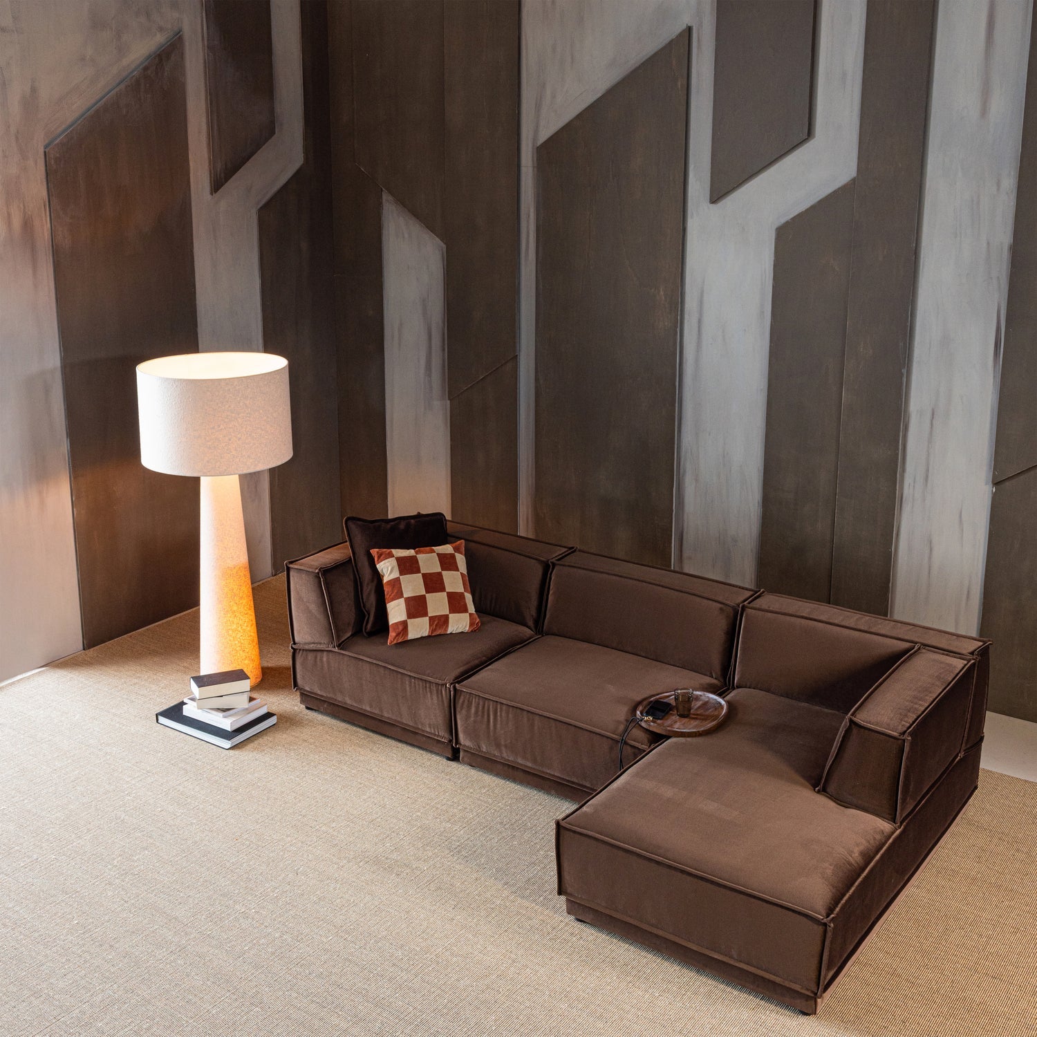 Woood Manu Chaise Longue Bank Rechts Velvet Bruin [Fsc] - KwaliteitWonen.nl