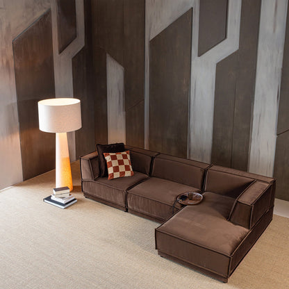 Woood Manu Chaise Longue Bank Rechts Velvet Bruin [Fsc] - KwaliteitWonen.nl