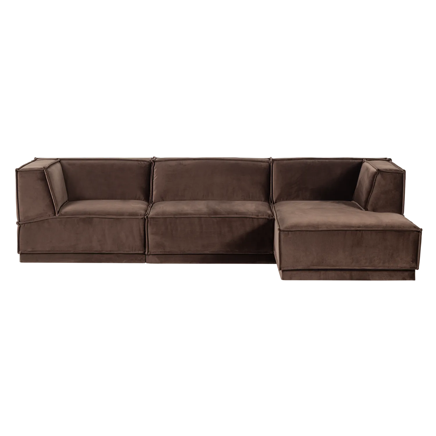 Woood Manu Chaise Longue Bank Rechts Velvet Bruin [Fsc] - KwaliteitWonen.nl