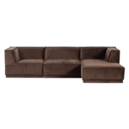 Woood Manu Chaise Longue Bank Rechts Velvet Bruin [Fsc] - KwaliteitWonen.nl