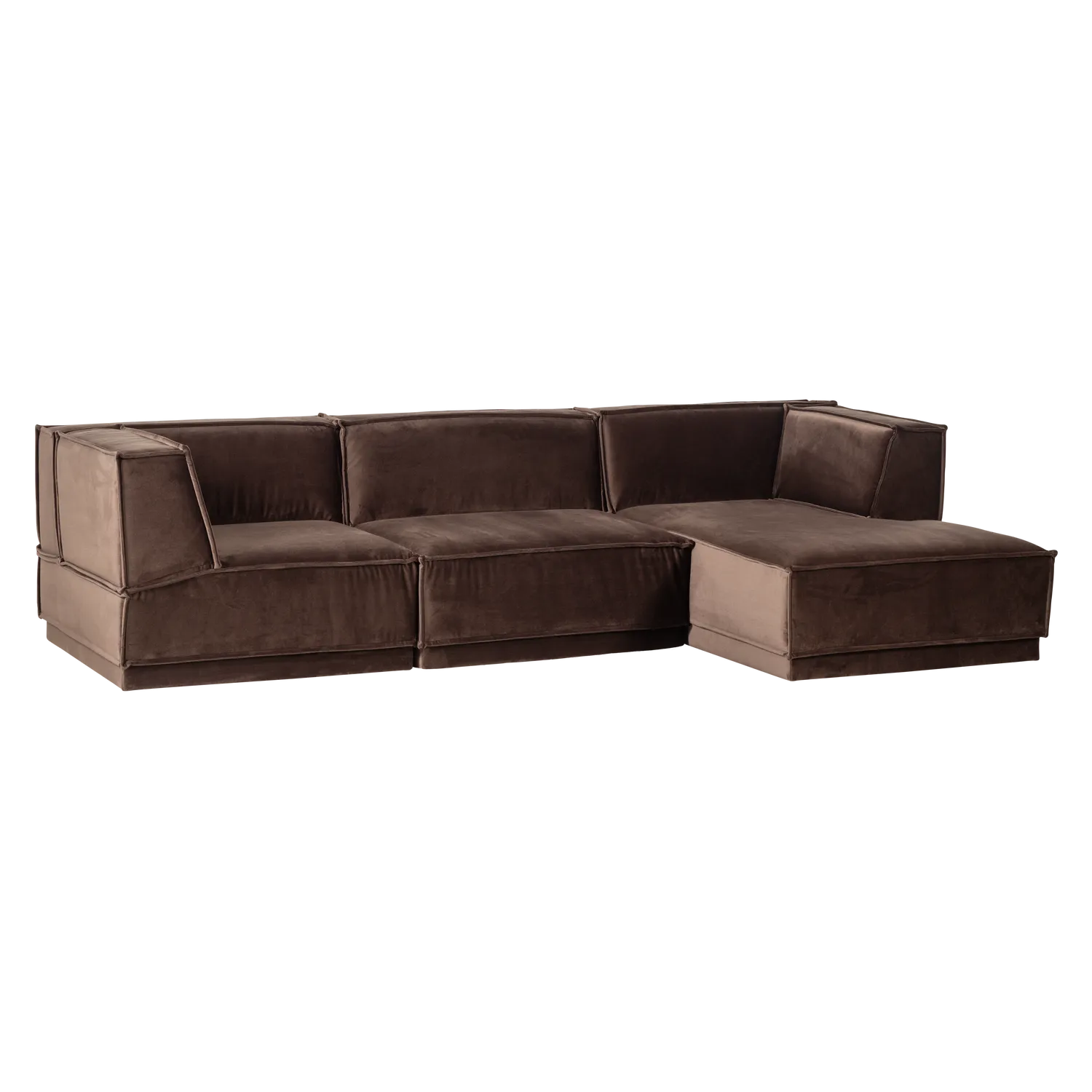 Woood Manu Chaise Longue Bank Rechts Velvet Bruin [Fsc] - KwaliteitWonen.nl