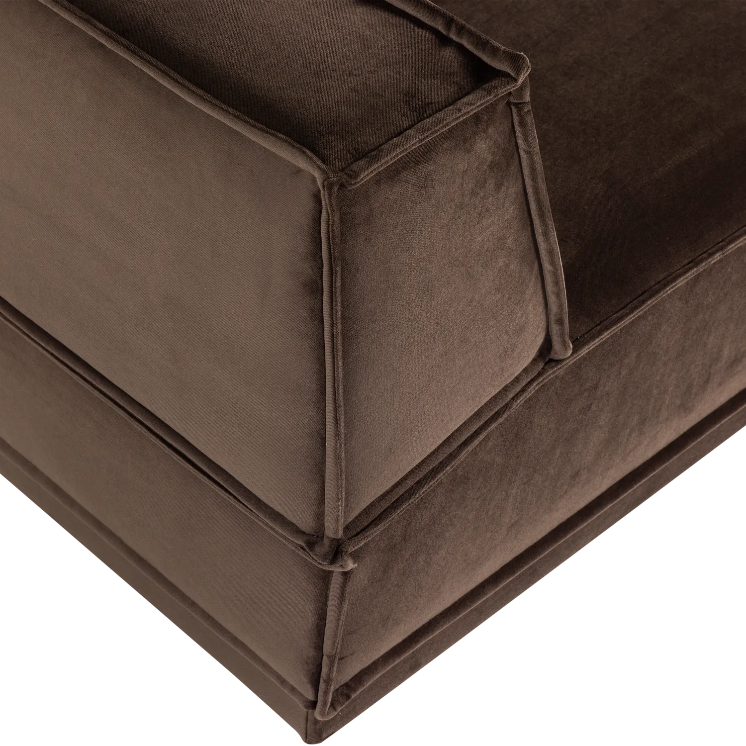 Woood Manu Chaise Longue Bank Rechts Velvet Bruin [Fsc] - KwaliteitWonen.nl