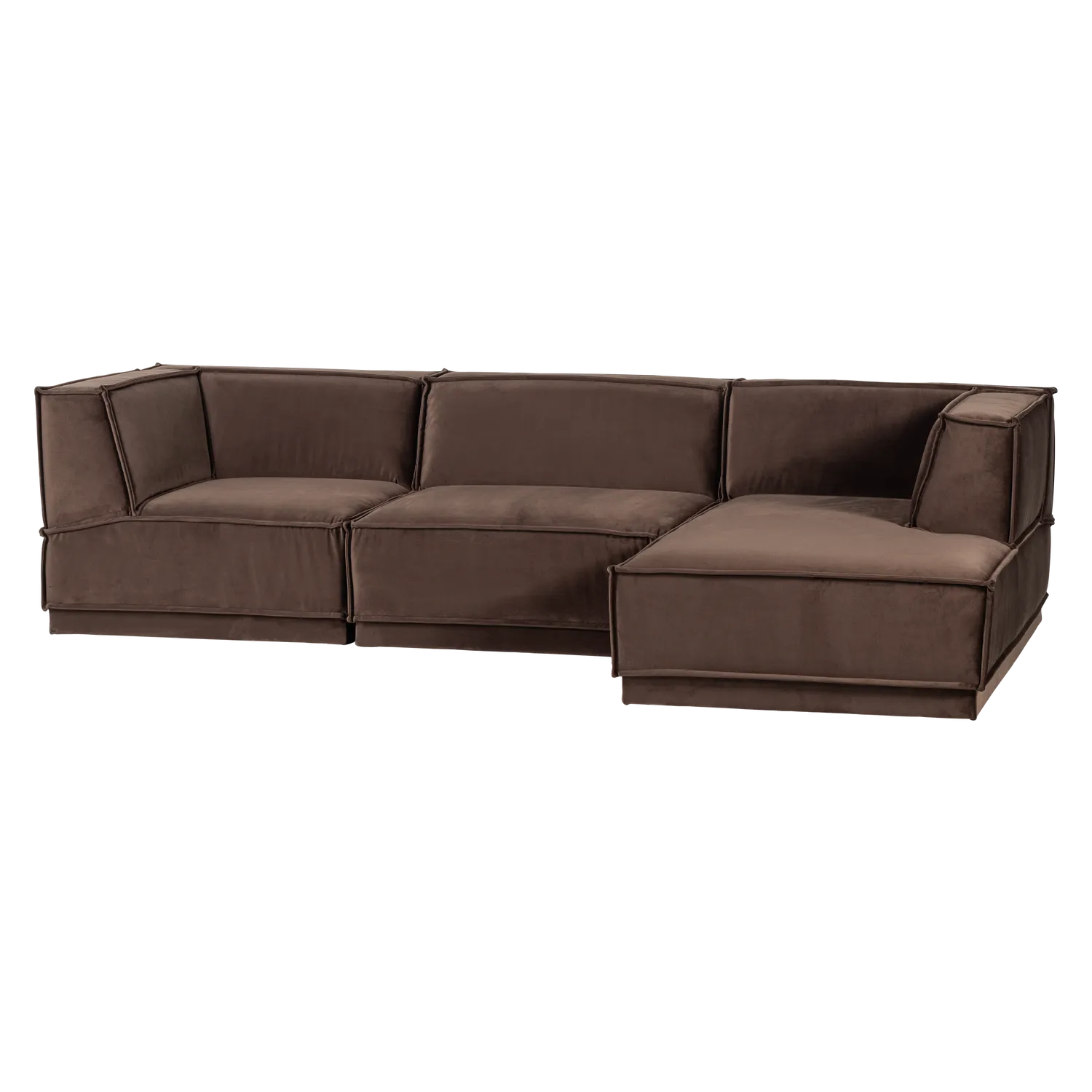 Woood Manu Chaise Longue Bank Rechts Velvet Bruin [Fsc] - KwaliteitWonen.nl
