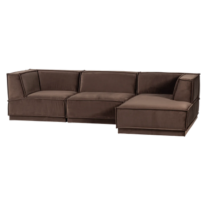 Woood Manu Chaise Longue Bank Rechts Velvet Bruin [Fsc] - KwaliteitWonen.nl