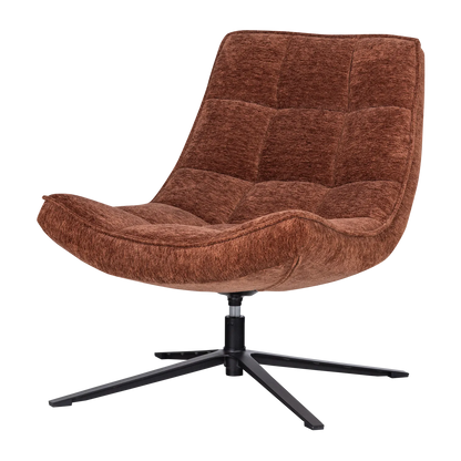 Woood Maudi Draaifauteuil Chenille Structuur Bruin - KwaliteitWonen.nl