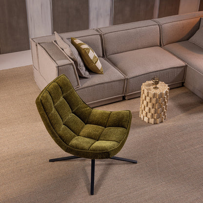 Woood Maudi Draaifauteuil Chenille Structuur Groen - KwaliteitWonen.nl