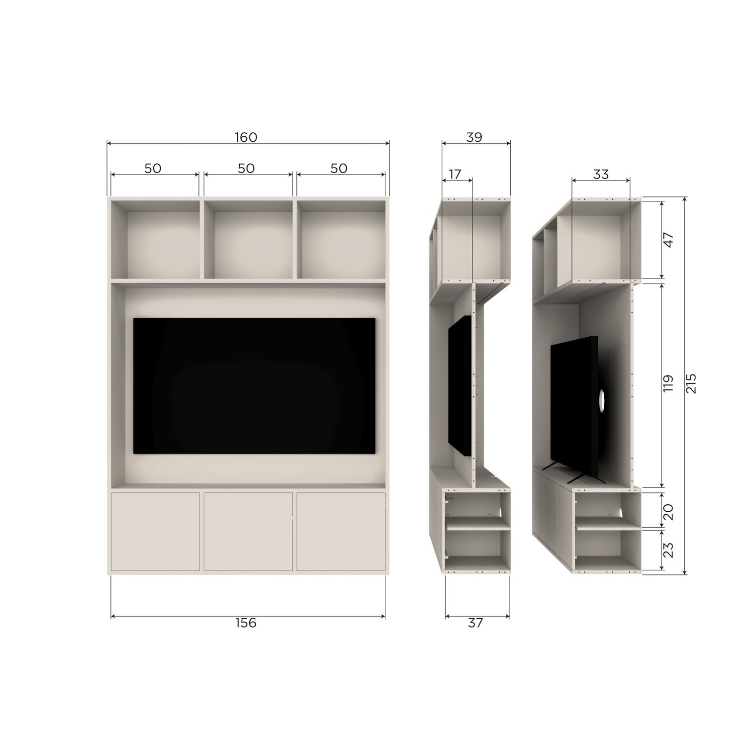 Woood Meggy Tv Opbergkast 160 Cm Grenen Dust [Fsc] - KwaliteitWonen.nl
