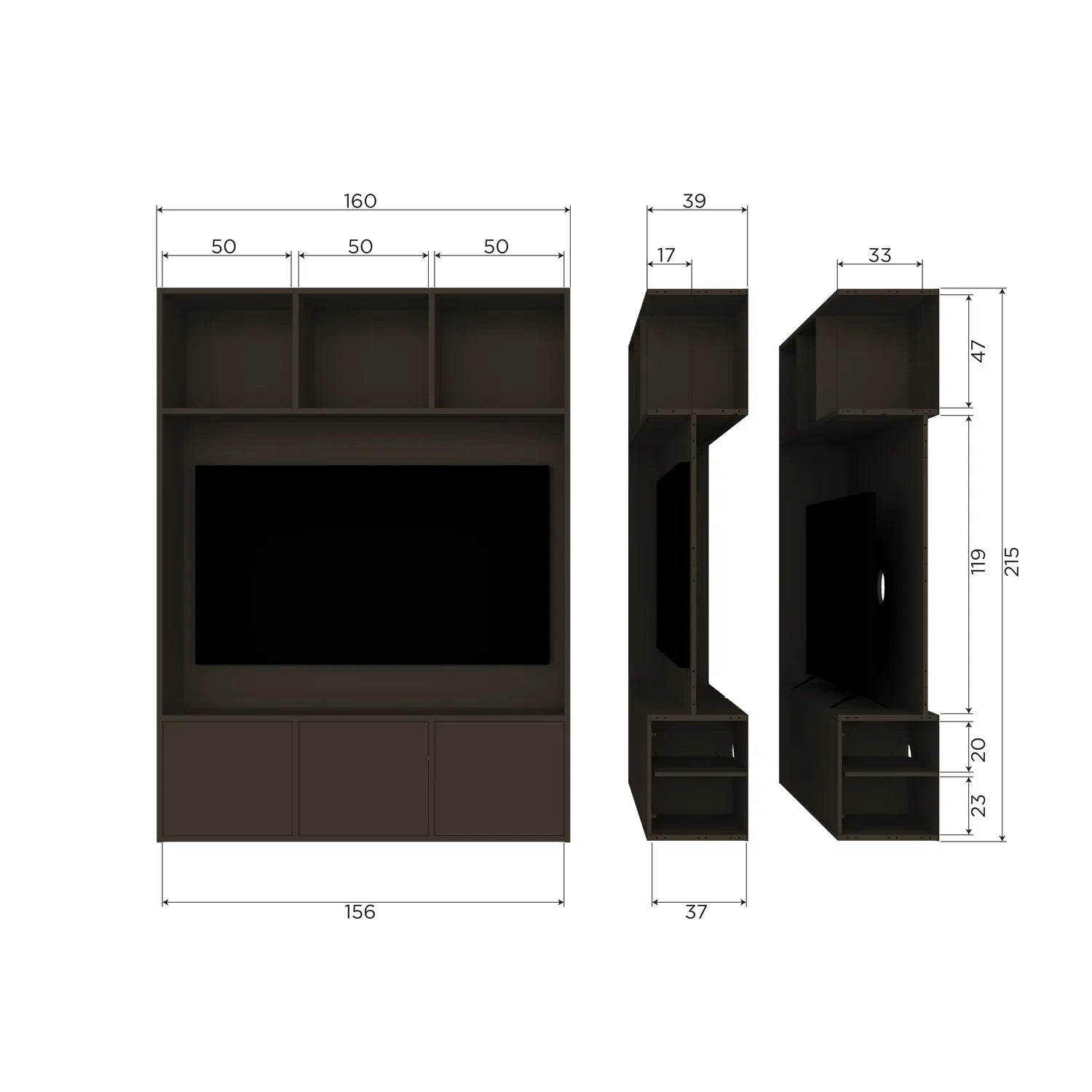 Woood Meggy Tv Opbergkast 160 Cm Grenen Middenbruin [Fsc] - KwaliteitWonen.nl