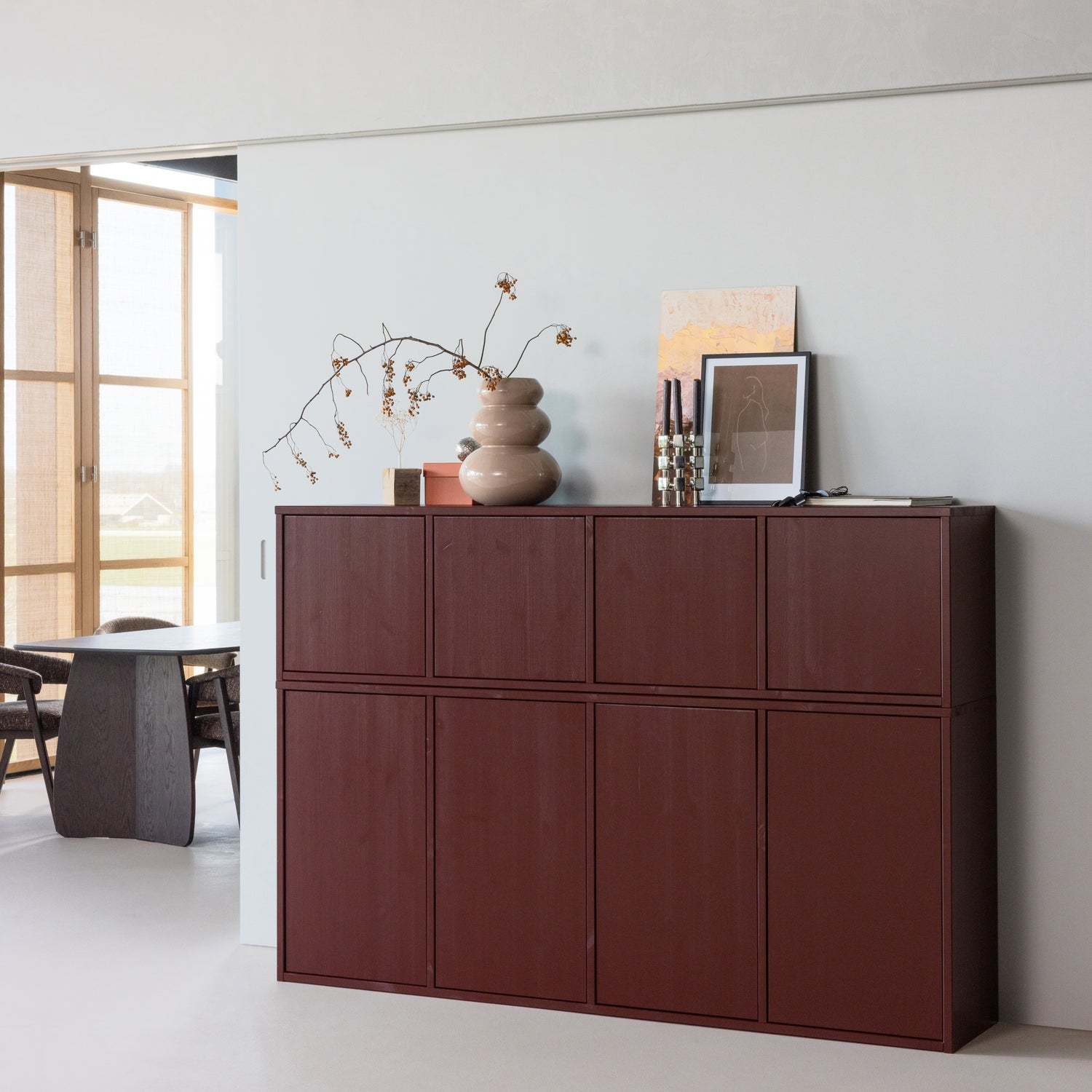 Woood Merel Dressoir Grenen Bordeauxrood [Fsc] - KwaliteitWonen.nl